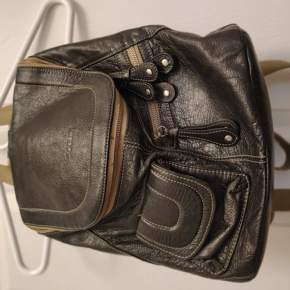 Womens SOULIER Brown Leather Backpack - Picture 4 of 4